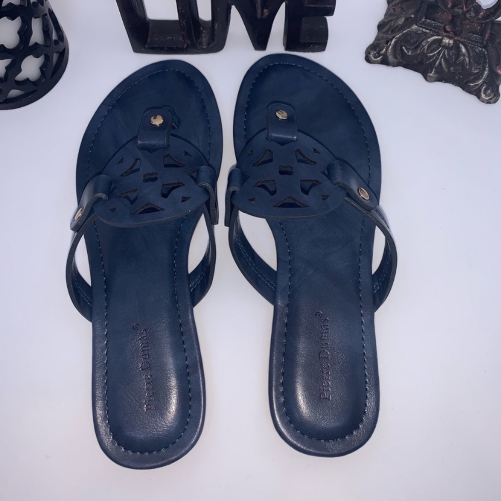 NAVY BLUE ornate thong sandals Pierre Dumas NIB - Picture 7 of 12